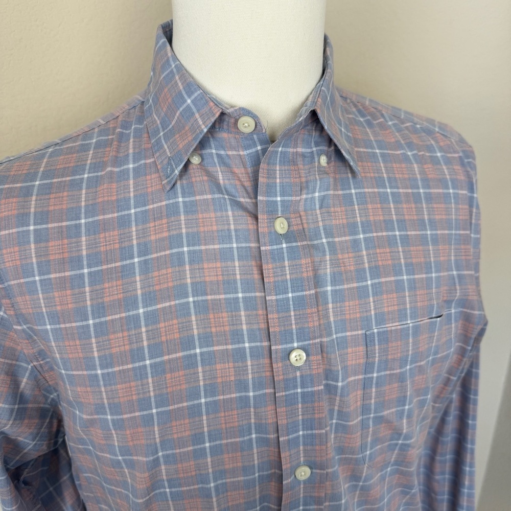 FAHERTY Men’s Blue and Pink Check Plaid Long Sleeve Button Down | Size M - Picture 3 of 10